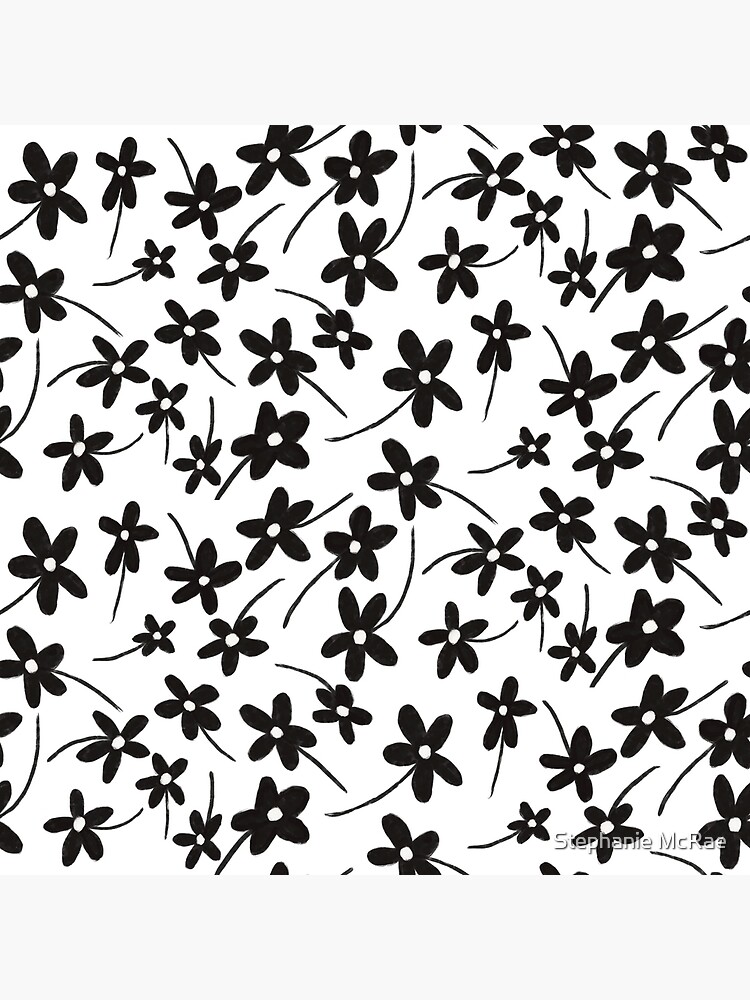 Simple Small Black Flower Pattern on White