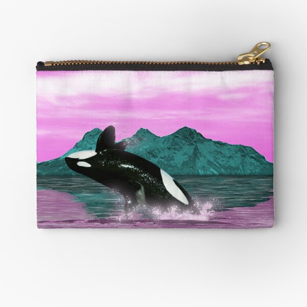 Pink Whale Zipper Pouches Redbubble - galaxy roblox orca