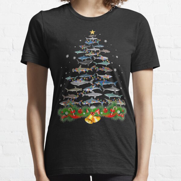 Shark Christmas Tree Shark Lovers Gifts Men Women Kids Essential T-Shirt