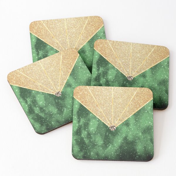 Item preview, Emerald Green Velvet Pattern Gold Glitter Fashion Geometric designed and sold by Jolly-Yosei.