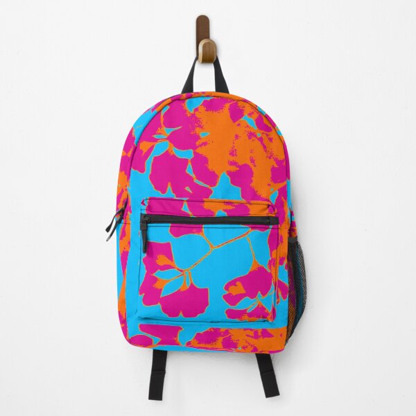 Item preview, Ginko Leaves in Magenta and Orange on Turquoise Blue designed and sold by AlteredAtelier.