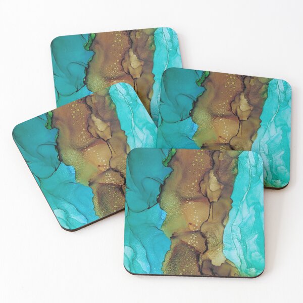 Item preview, Brown Turquoise Abstract 2: Original Alcohol Ink Painting by Herzart designed and sold by herzart.