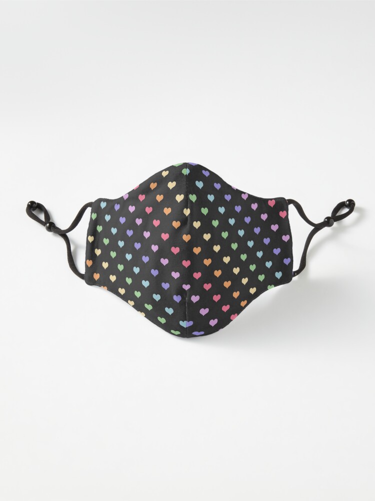 Alternate view of Kawaii Black Rainbow Hearts Mask