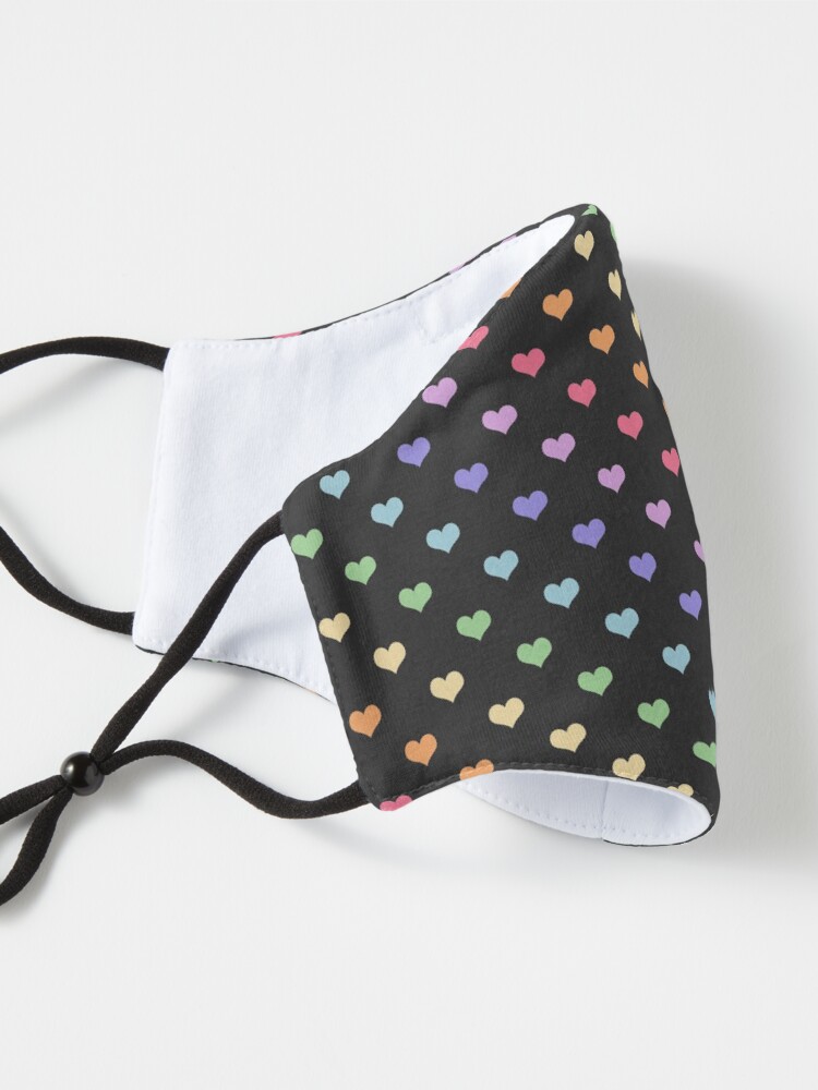 Alternate view of Kawaii Black Rainbow Hearts Mask