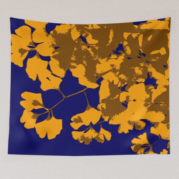 Item preview, Ginko Leaves in Orange and Brown on Dark Blue designed and sold by AlteredAtelier.