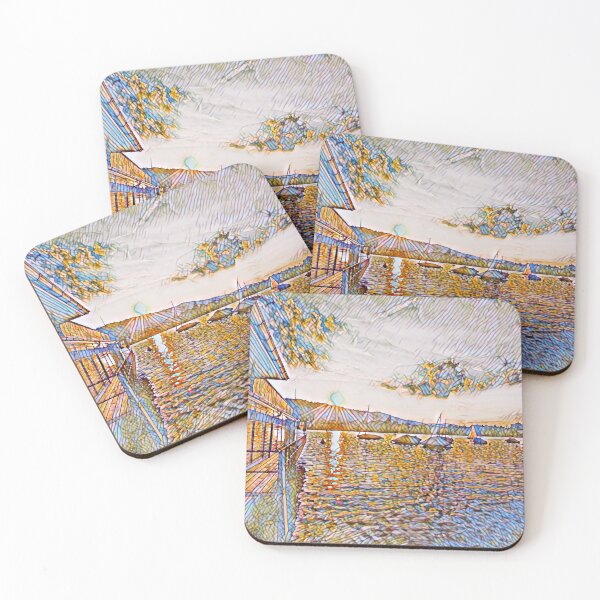 Item preview, Zurich Utoquai sunset abstract image designed and sold by seunglee.