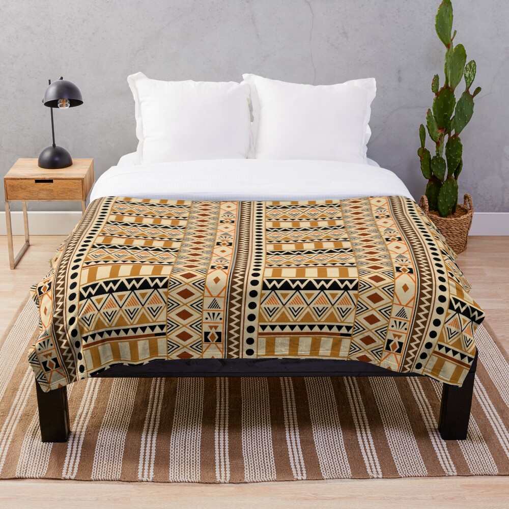 "Aztec Tribal Print" Throw Blanket by onelegtwoleg Redbubble