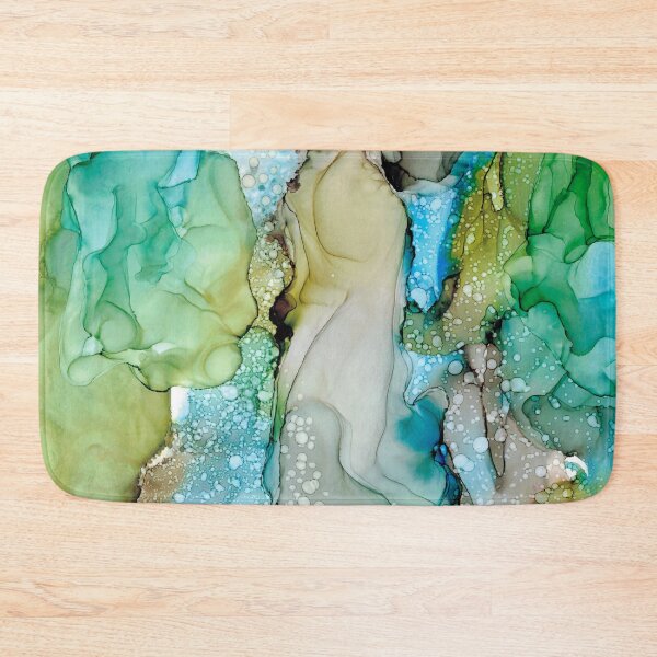 Item preview, Green, Blue, and Gray Abstract: Original Alcohol Ink Painting by Herzart designed and sold by herzart.