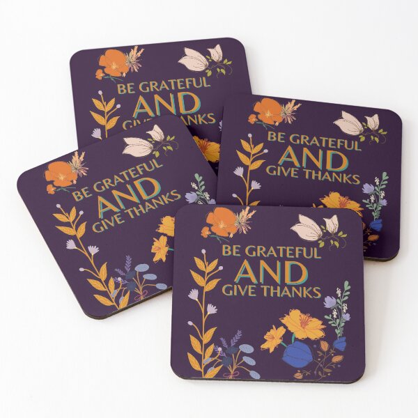 Item preview, Be Grateful And Give Thanks fall flowers watercolour design in orange and dark blue colors designed and sold by milkasweet.