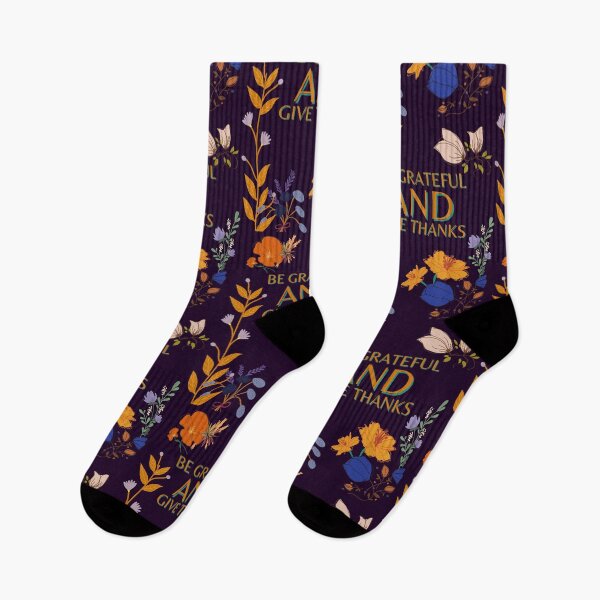 Item preview, Be Grateful And Give Thanks fall flowers watercolour design in orange and dark blue colors designed and sold by milkasweet.