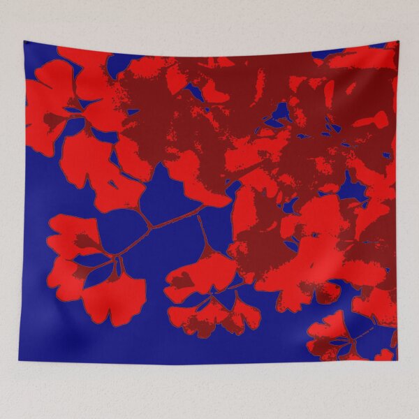 Item preview, Ginko Leaves in Reds on Dark Blue designed and sold by AlteredAtelier.