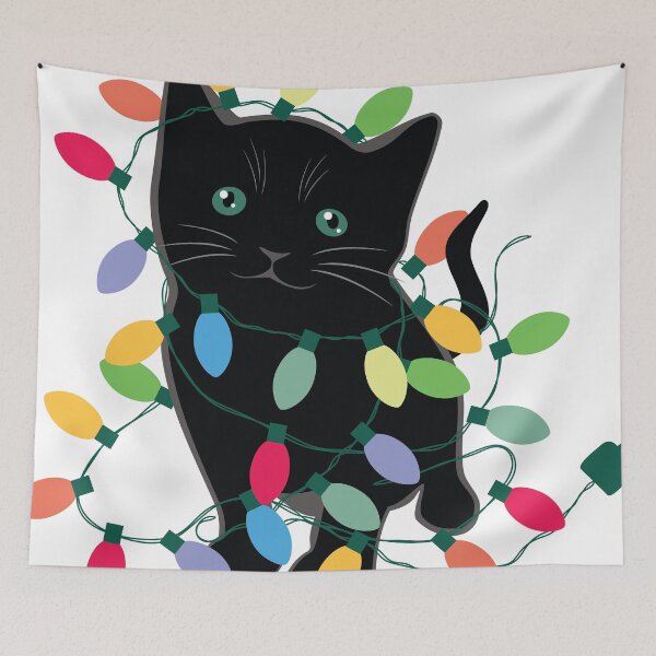 Item preview, Kitten with Christmas Lights designed and sold by DesignCats.