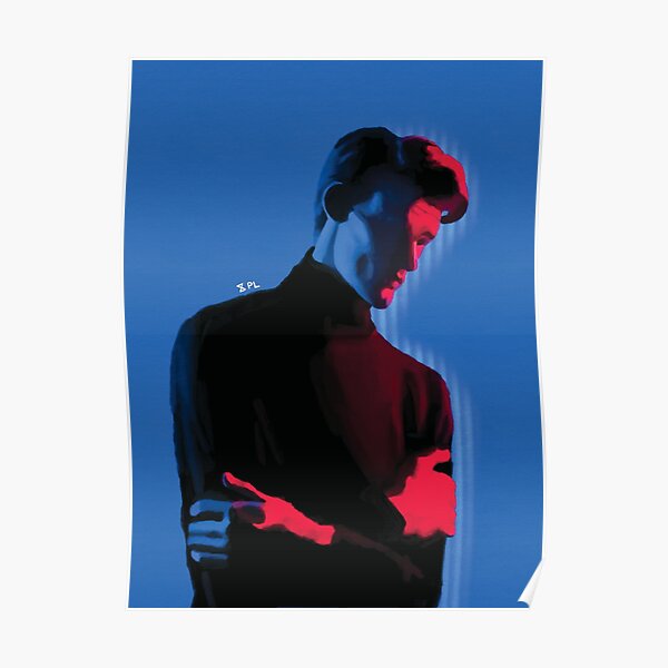 Blue Gel Lighting Man Portrait Poster