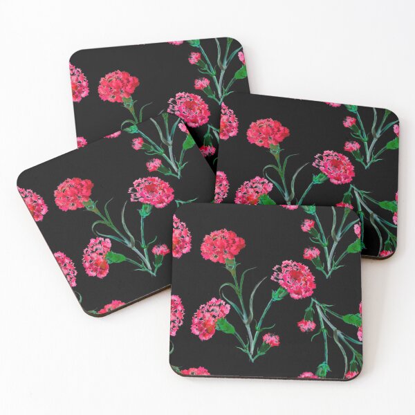 Item preview, Carnations on black background designed and sold by varelagraphics.