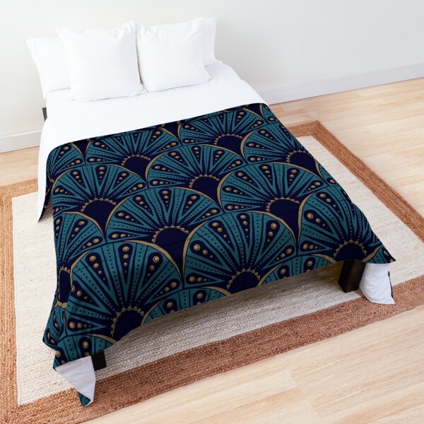 Peacock Rue Teal Duvet Cover Set (Egyptian Cotton) – Articture