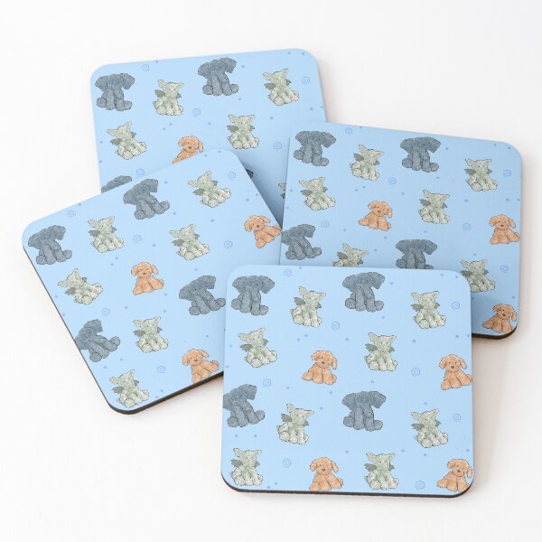 Item preview, stuffed animal pattern blue designed and sold by Sara Frane.