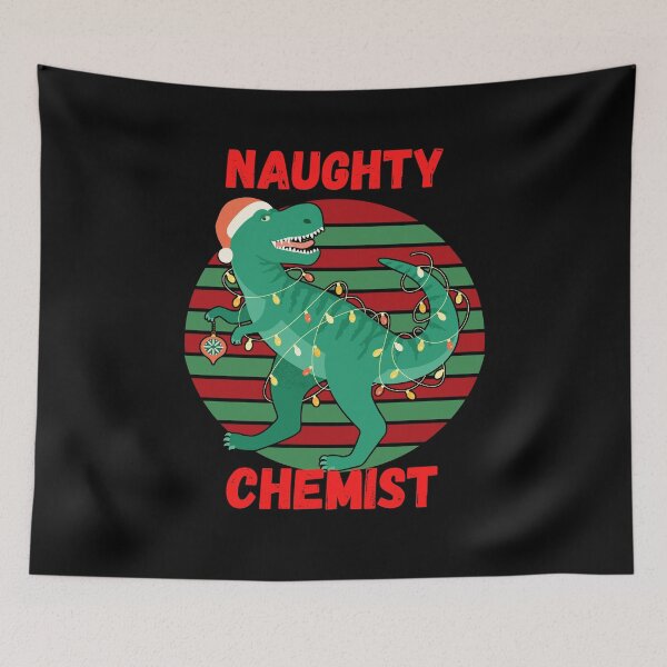 Item preview, CHRISTMAS T REX RETRO SUNSET NAUGHTY CHEMIST  CHEMISTRY designed and sold by Hippiesole.