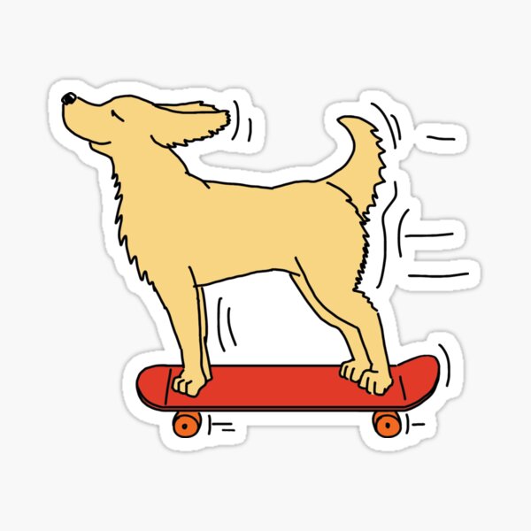 Skateboarding Dog - Mustard Sticker