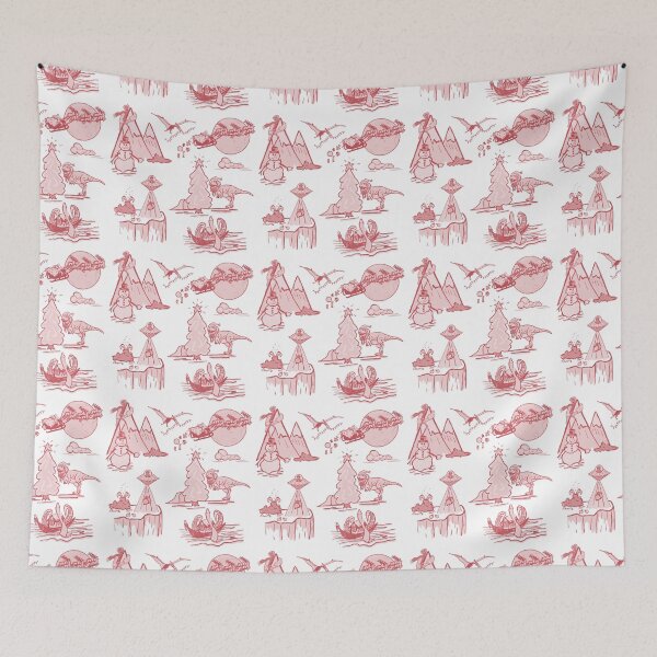 Item preview, Outlandish Christmas Toile Pattern - Red and White designed and sold by Quick Brown Fox Canada.