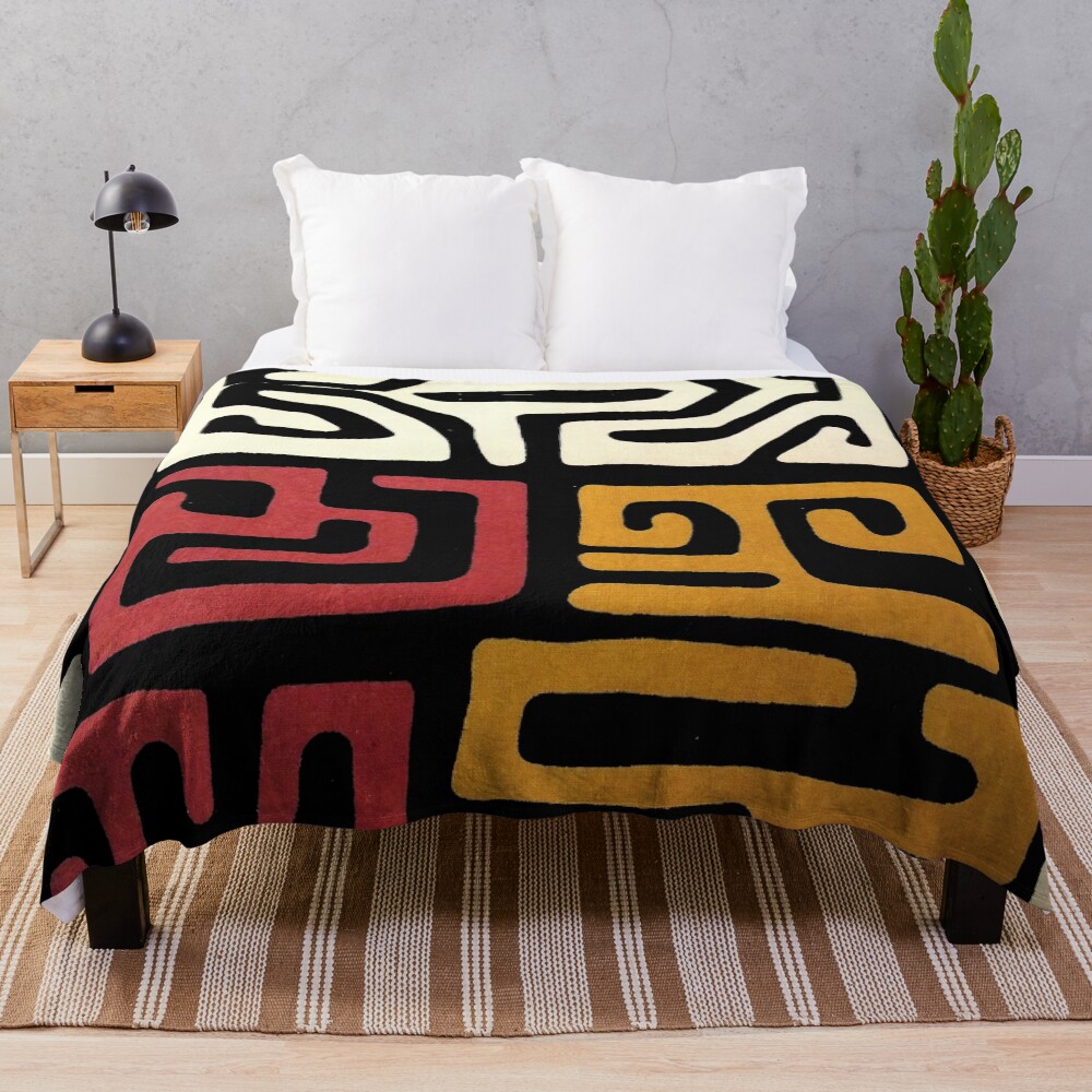 African Mudcloth Throw Blanket