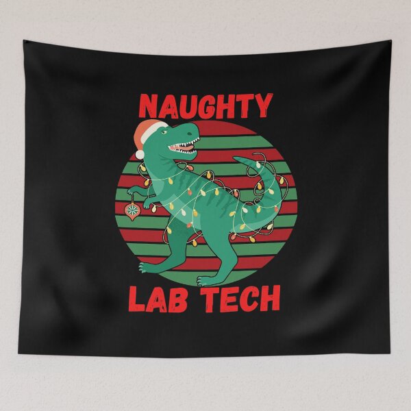 Item preview, CHRISTMAS T REX RETRO SUNSET NAUGHTY LAB TECH MEDICAL LABORATORY SCIENTIST designed and sold by Hippiesole.