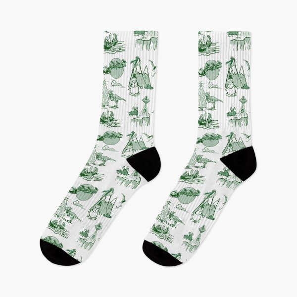 Item preview, Outlandish Christmas Toile Pattern - green on white designed and sold by Quick Brown Fox Canada.
