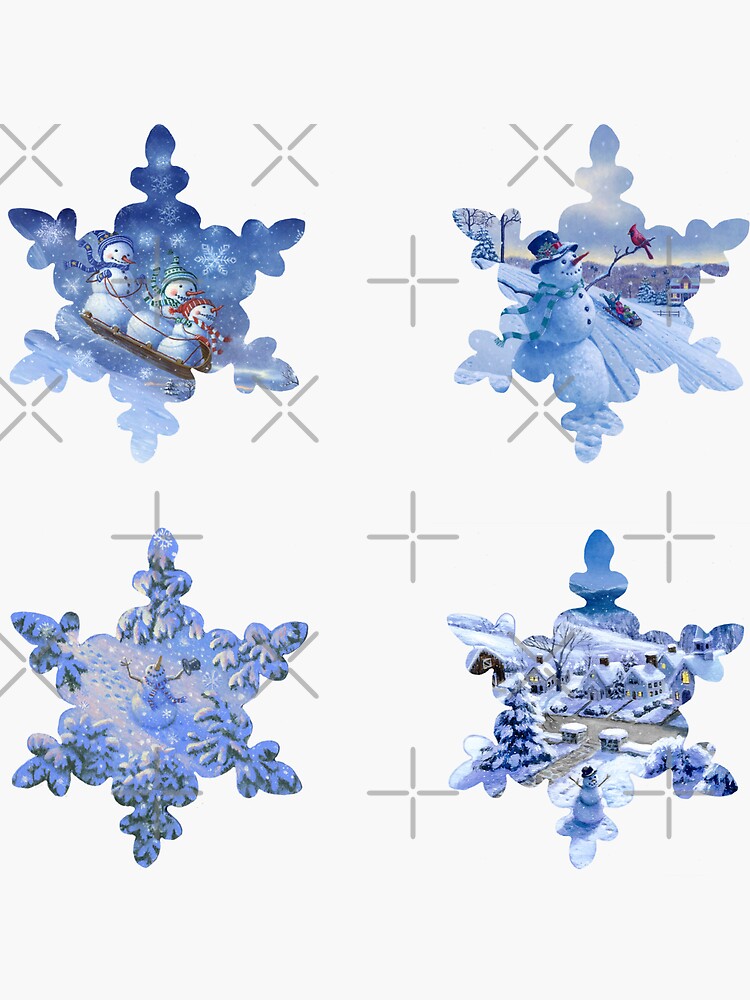 Thumbnail 3 of 3, Sticker, 4 Snowflakes designed and sold by RuthSanderson.