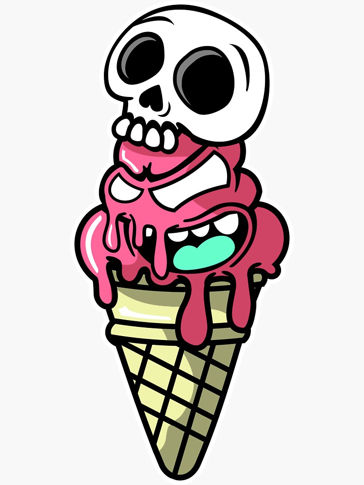 "Skull Ice Cream" Sticker by obviouslogic Redbubble
