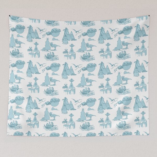Item preview, Outlandish Christmas Toile Pattern - Blue on white designed and sold by Quick Brown Fox Canada.