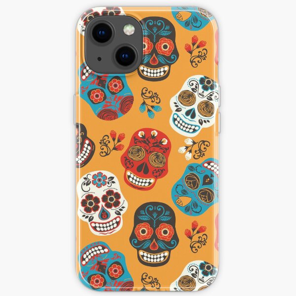 Orange Sugar Skull Pattern iPhone Soft Case