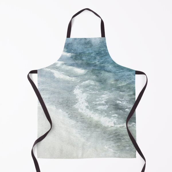 Item preview, White Sand Beach Watercolor in Twilight, Phantom, and Denim Blue with Ocean Waves designed and sold by SilverSpiral.