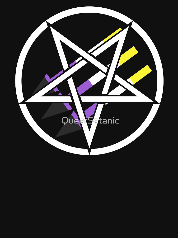 Thumbnail 3 of 3, Tank Top, Satanic Antifascism - Nonbinary Pride designed and sold by QueerSatanic.