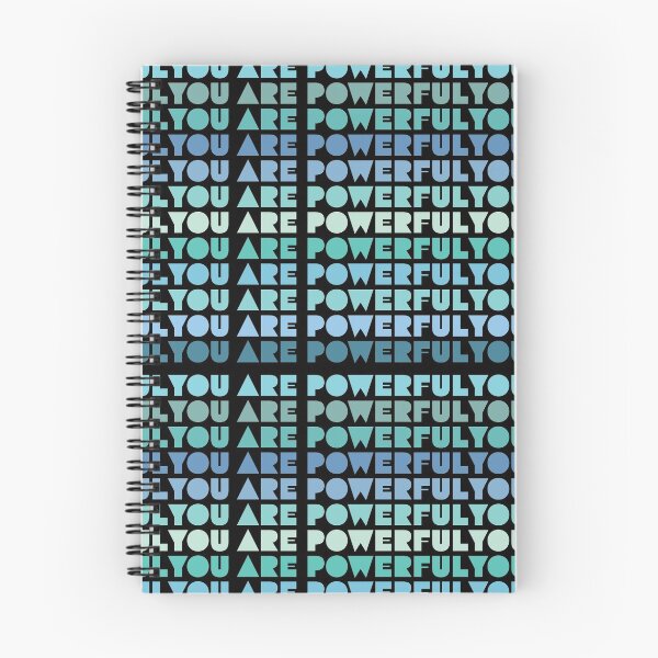 Item preview, You Are Powerful Positive Message in Shades of Blue and Green on a black background. designed and sold by TheMurphyGirl.