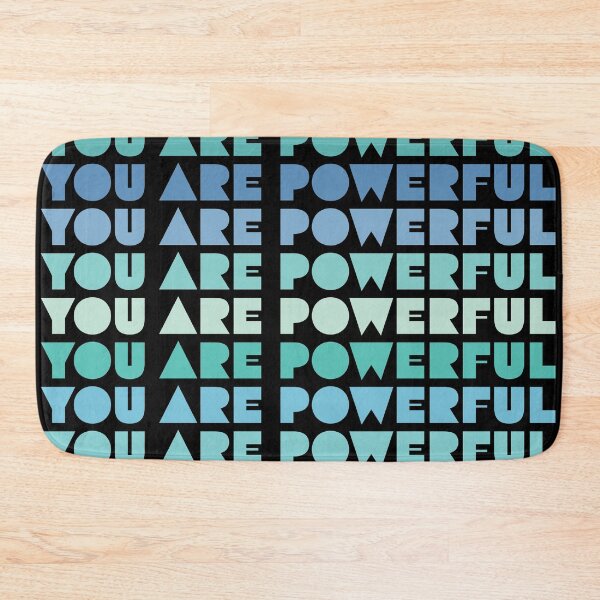 Item preview, You Are Powerful Positive Message in Shades of Blue and Green on a black background. designed and sold by TheMurphyGirl.