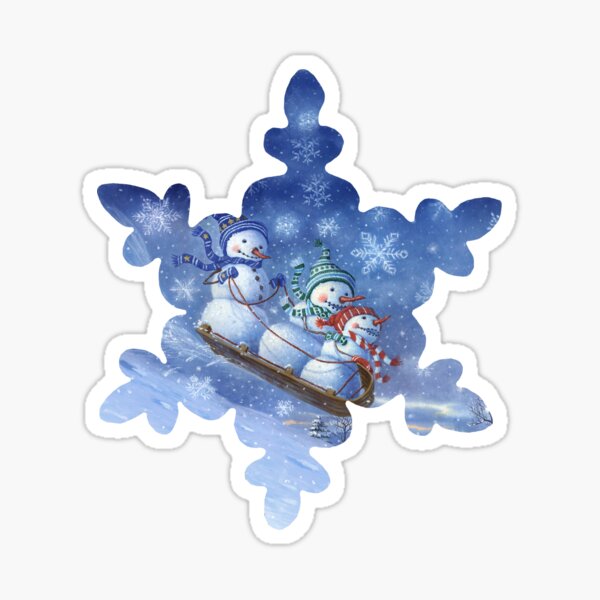 Sledding Snowmen Sticker