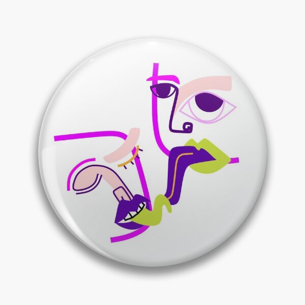 Item preview, Bright abstract kissing faces simple contemporary geometrical art designed and sold by Mutiputi.