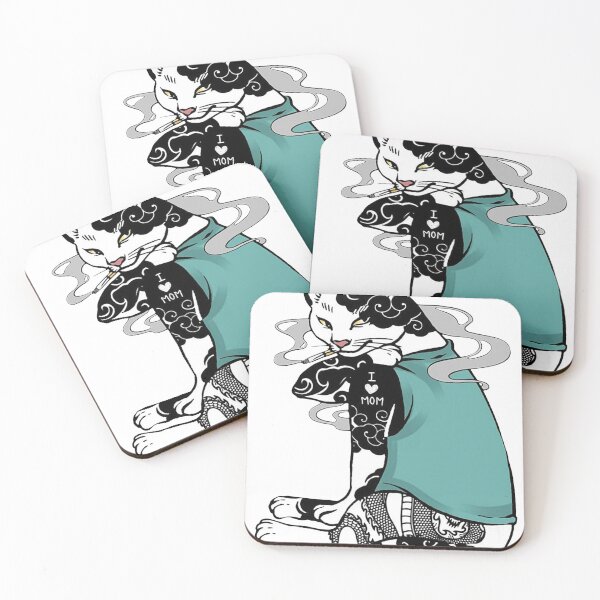 Item preview, CAT SMOKING TATTOOS I LOVE MOM designed and sold by Jonesshop.