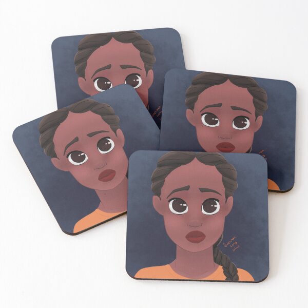 Item preview, Girl in in Orange on Blue Background designed and sold by A2Gretchen.