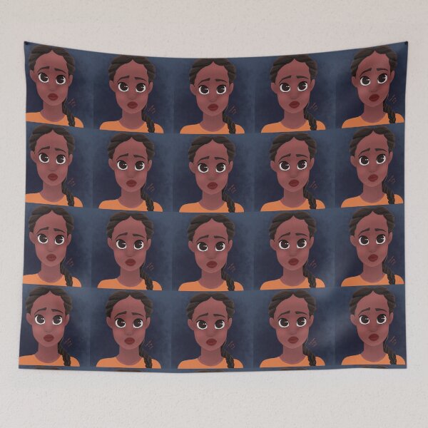 Item preview, Girl in in Orange on Blue Background designed and sold by A2Gretchen.
