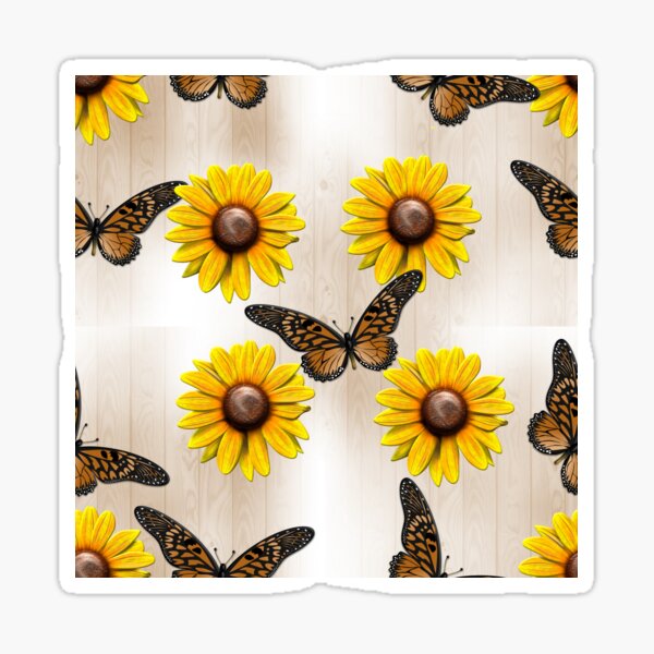 Sunflowers and Butterflies Sticker