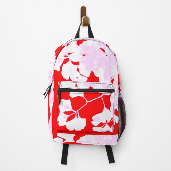 Item preview, White and Pale Lavender Ginko Leaves on Red designed and sold by AlteredAtelier.