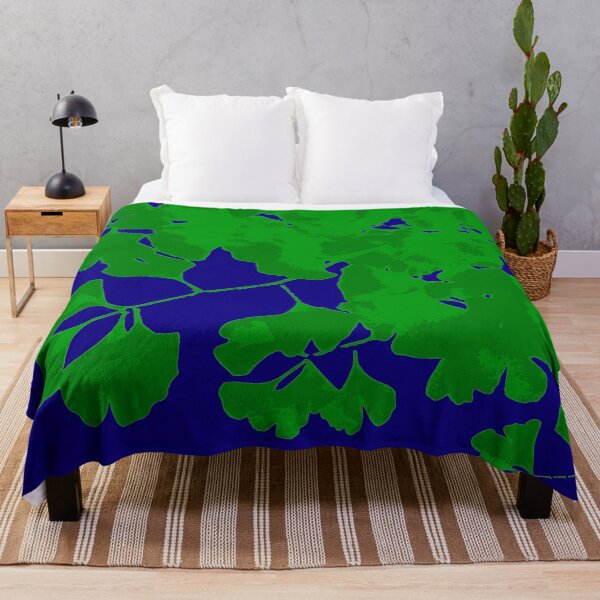 Item preview, Ginko Leaves in Green on Blue designed and sold by AlteredAtelier.