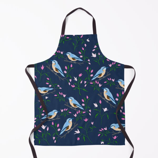 Item preview, Blue Spring Birds with Pink Flowers in a Dark Blue Night Sky Background designed and sold by Susaans-Art.