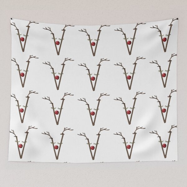 Item preview, Christmas Theme Reindeer Monogram V designed and sold by TheFamilyVan.