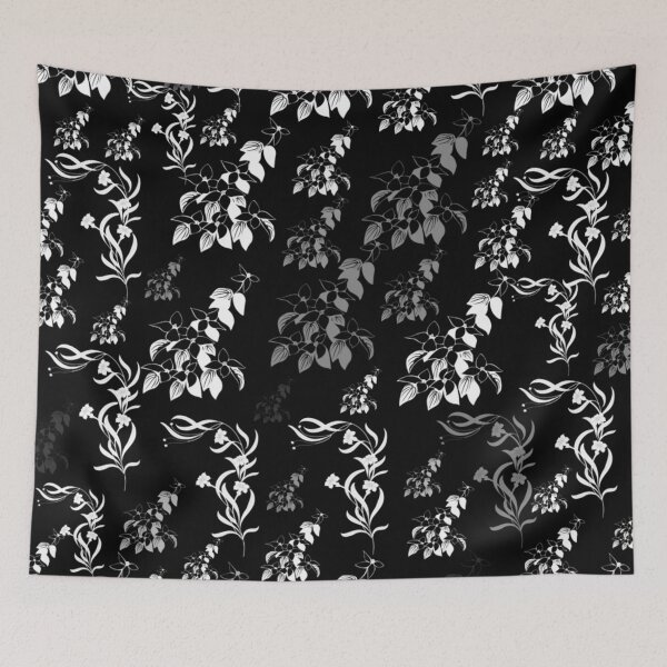 Item preview, Black and Grey Floral designed and sold by Poetic Patterns Studio.