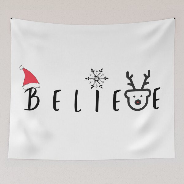 Item preview, Christmas Believe Cute Santa Claus Snow Reindeer Graphics with Sayings designed and sold by Happiness Creators.