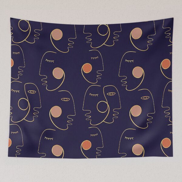 Item preview, GOLD FACE PATTERN - ONE LINE HUMAN FACE designed and sold by ildafdhome.