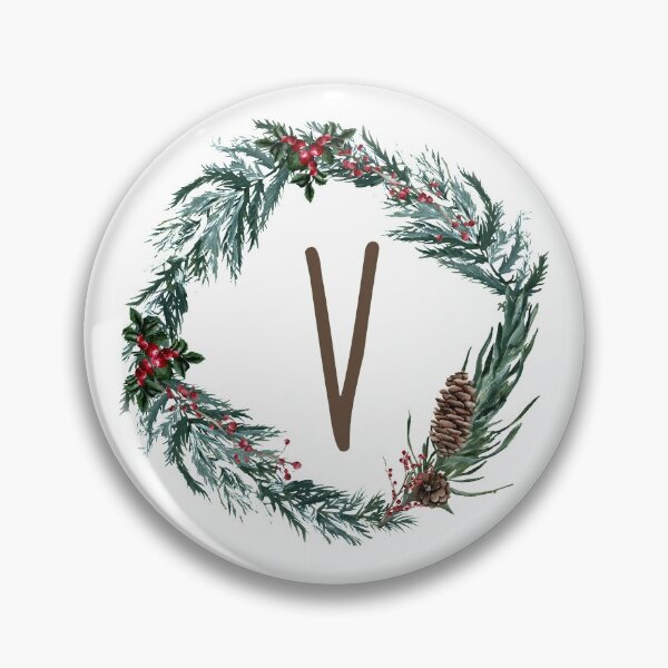 Item preview, Christmas Wreath Monogram V designed and sold by TheFamilyVan.