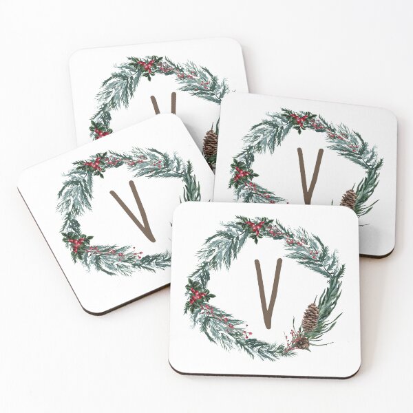 Item preview, Christmas Wreath Monogram V designed and sold by TheFamilyVan.