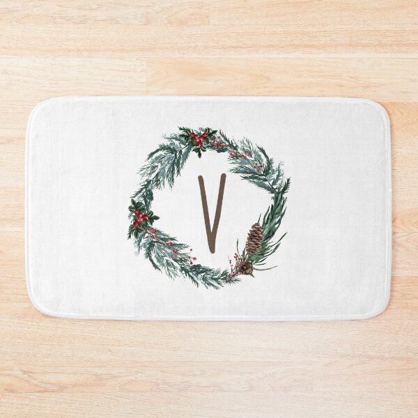 Item preview, Christmas Wreath Monogram V designed and sold by TheFamilyVan.